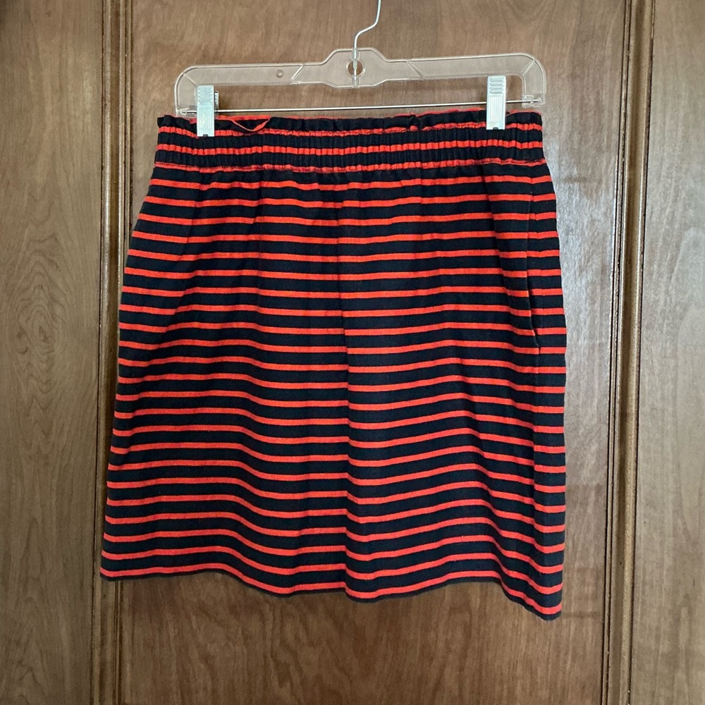 J. Crew Navy and Red Striped Mini Skirt